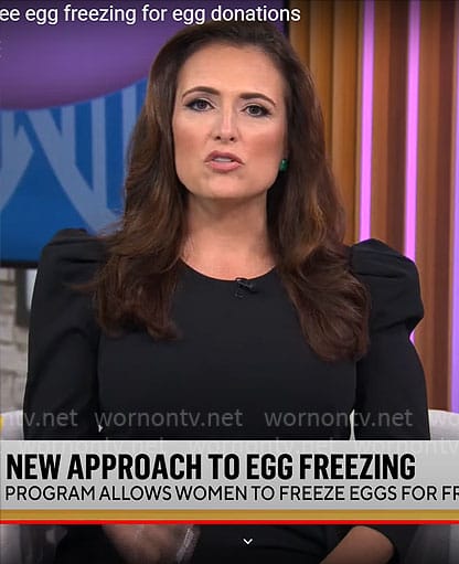 Nikki Battiste’s black puff sleeve jumpsuit on CBS Mornings