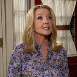 Nikki’s floral button down blouse on The Young and the Restless