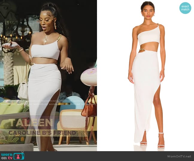 Nookie Alyssa Chain Crop Top  in Ivory worn by Caroline Brooks (Caroline Brooks) on The Real Housewives of Dubai