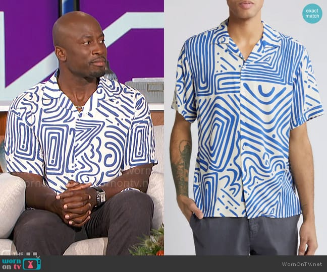 OAS Eldovado Camp Shirt worn by Akbar Gbajabiamila on The Talk