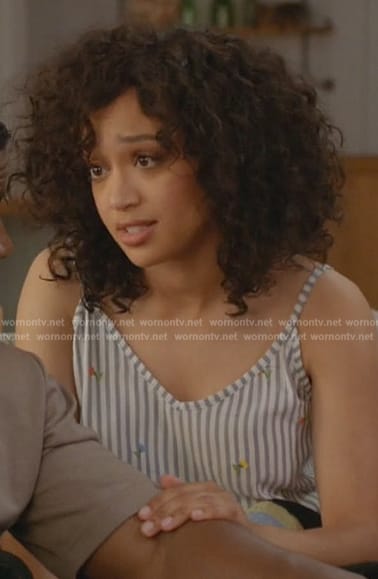 Olivia’s stripe floral pajama top on All American