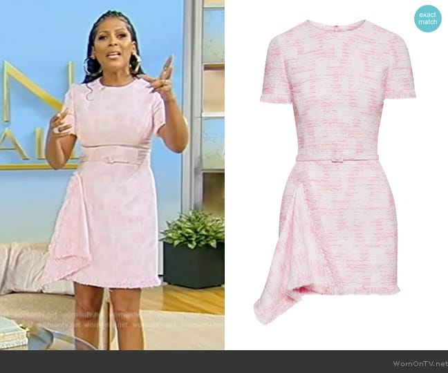 Oscar de la Renta Textured tweed draped minidress worn by Tamron Hall on Tamron Hall Show