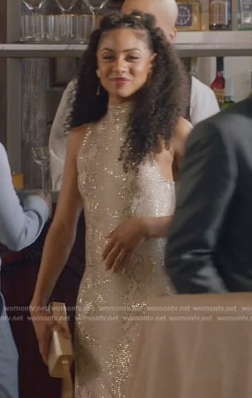 Patience’s python print crystal studded dress on All American