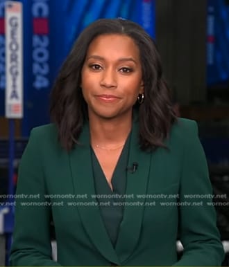 Rachel’s green blazer and pants on Good Morning America