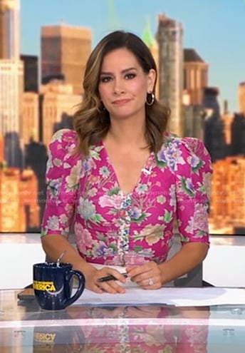 Rebecca’s pink floral top on Good Morning America