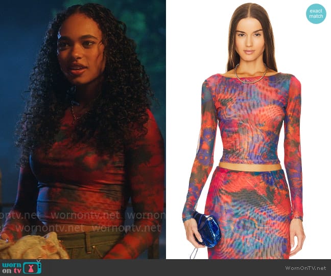 Ronny Kobo Vera Top in Orange Tye Dye worn by Tabitha 'Tabby' Hayworth (Chandler Kinney) on Pretty Little Liars Original Sin