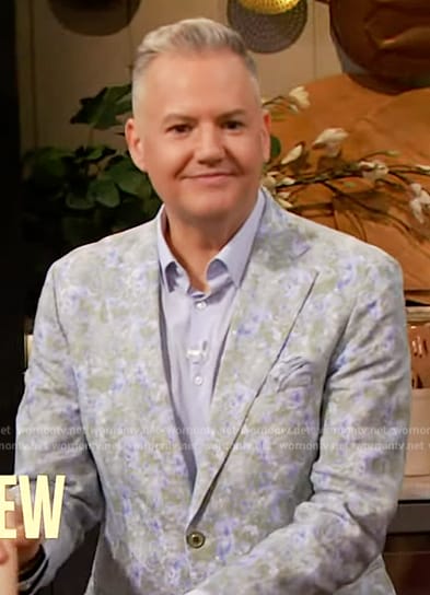 Ross’s blue floral print blazer on The Drew Barrymore Show
