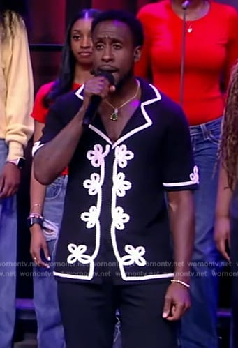 Ryan Toby’s black embroidered shirt on The View