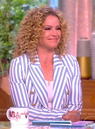 Sara’s blue stripe suit on The View