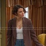 Sarah’s brown pinstripe blazer on Days of our Lives
