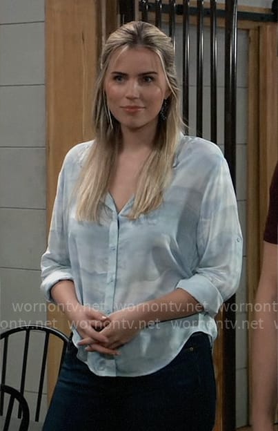 Sasha’s light blue button down shirt on General Hospital