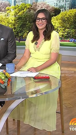 Savannah’s yellow lace-trim pleated dress on Today