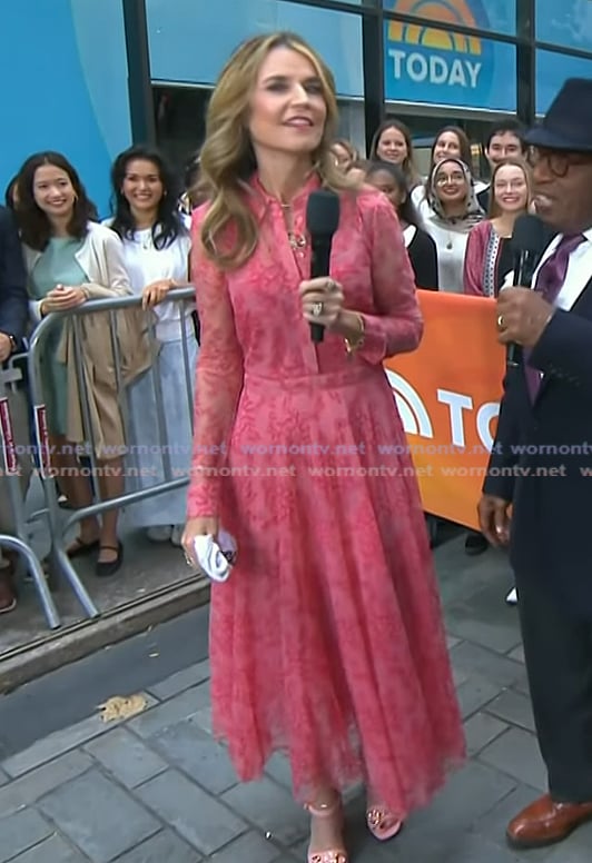 Savannah’s pink lace shirtdress on Today