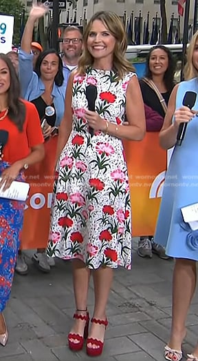 Savannah’s white carnation sleeveless dress on Today