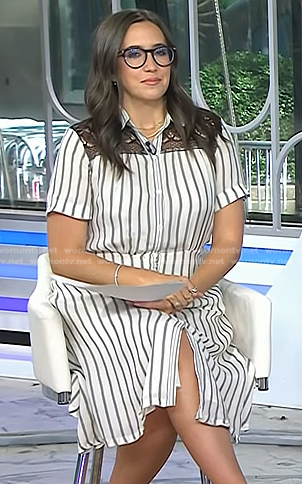Savannah’s white striped lace inset shirtdress on Today
