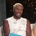 Scott’s white printed tank on Access Hollywood
