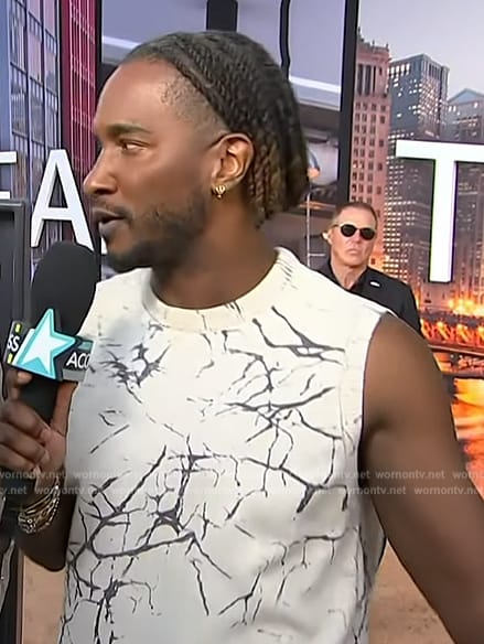 Scott’s white printed tank on Access Hollywood