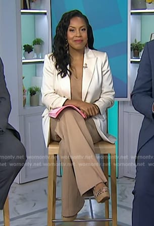 Sheinelle’s beige button detail pants on Today