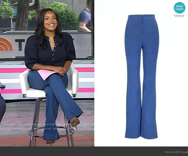 Veronica Beard Royce Stretch Cotton Pants worn by Sheinelle Jones on Today