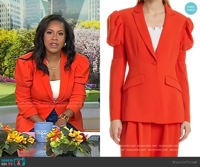 Cinq a Sept Starla Puff Sleeve Blazer worn by Sheinelle Jones on Today