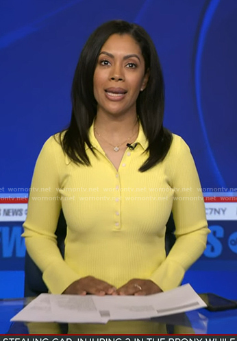 Shirleen Allicot’s yellow ribbed polo top on Good Morning America
