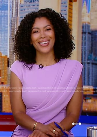 Shirleen’s pink draped front dress on Good Morning America