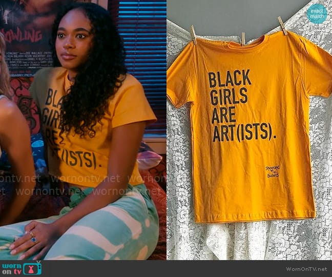 Shooting Without Bullets Black Girls Are Artists Tee worn by Tabitha 'Tabby' Hayworth (Chandler Kinney) on Pretty Little Liars Original Sin