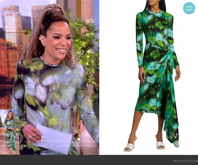 Silvia Tcherassi Ananya Watercolor Draped Midi-Dress worn by Sunny Hostin on The View