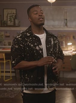 Spencer’s black splatter print jacket on All American