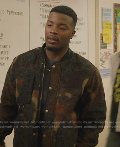 Spencer’s camo print bomber jacket on All American