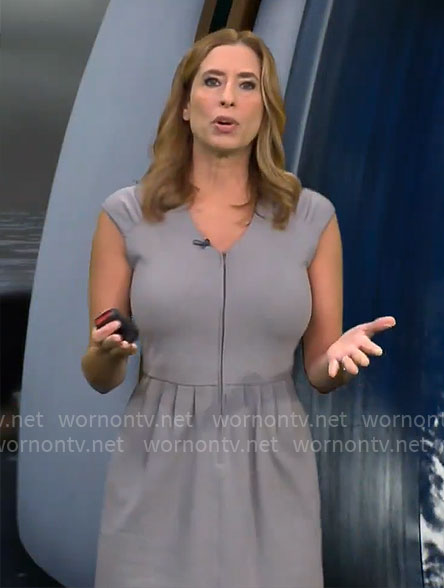 Stephanie Abrams’s grey v-neck dress on CBS Mornings