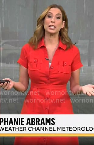 Stephanie Abrams’ red shirtdress on CBS Mornings