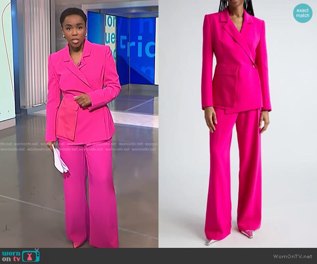 Stine Goya Amena Blazer in Fuchsia worn by Zinhle Essamuah on NBC News Daily