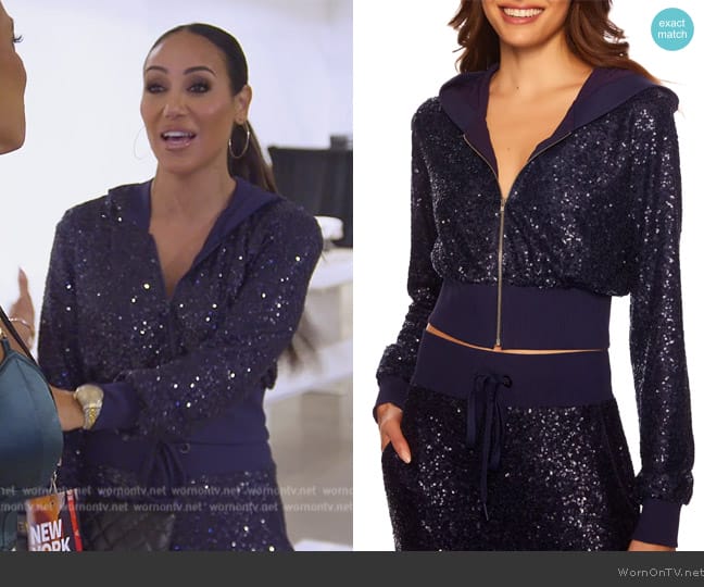 Susana Monaco Sequin Hoodie worn by Melissa Gorga on The Real Housewives of New Jersey