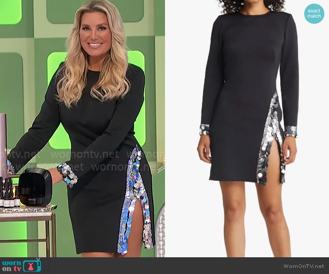 SHO by Tadashi Shoji Sequin Detail Long Sleeve Cocktail Dress worn by Rachel Reynolds on The Price is Right
