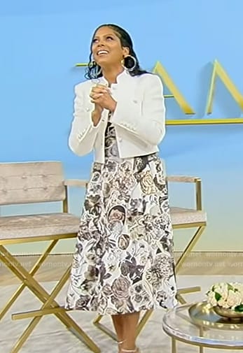 Tamron’s floral print midi dress on Tamron Hall Show