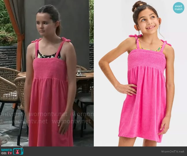 Cat & Jack Solid Cover Up Dress in Pink worn by Georgie Spinelli (Lily Fisher) on General Hospital