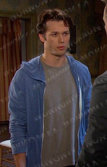 Tate’s blue zip hoodie on Days of our Lives