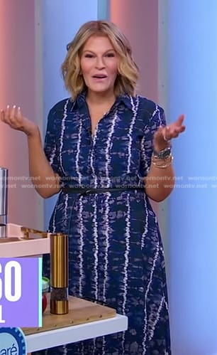 Tory’s blue tie dye stripe dress on Good Morning America