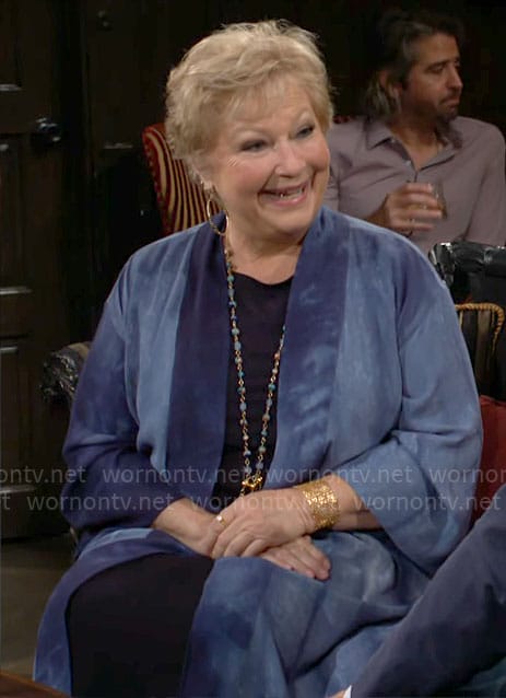 Traci’s blue tie dye jacket on The Young and the Restless
