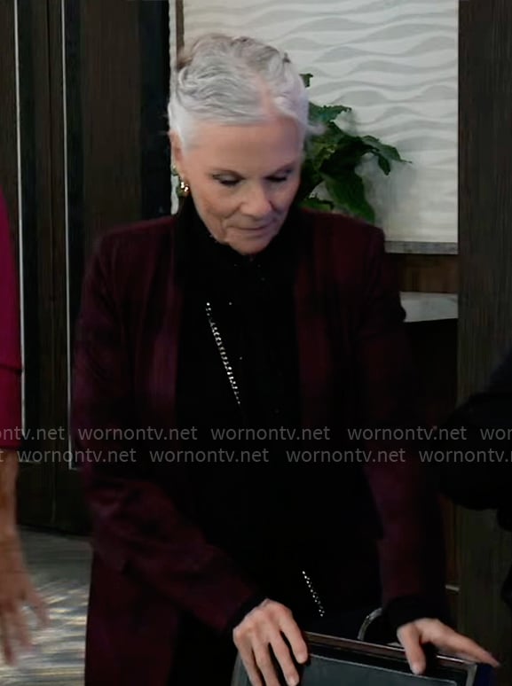 Tracy’s purple plaid coat on General Hospital