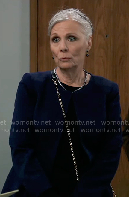 Tracy’s navy coat on General Hospital