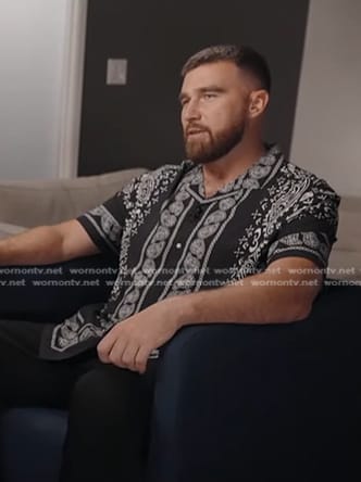 Travis Kelce’s black bandana print shirt on Good Morning America
