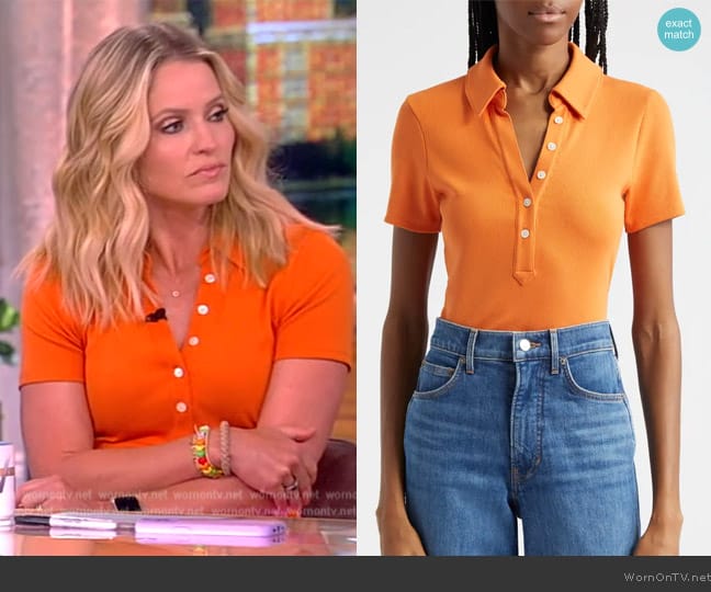 Veronica Beard Kearney Cotton Polo T-Shirt worn by Sara Haines on The View