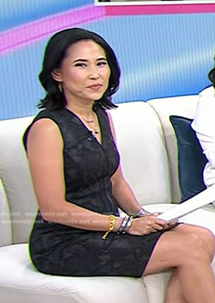 Vicky’s black snakeskin print v-neck dress on Today