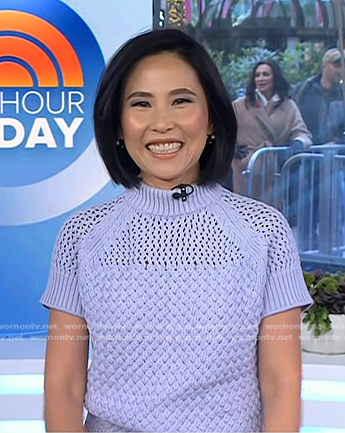 Vicky’s blue open knit sweater on Today