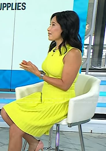 Vicky Nguyen’s yellow sleeveless ribbed dress on Today