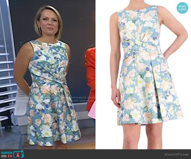 Vince Camuto Floral Jacquard Cross Bodice Dress worn by Dylan Dreyer on Today