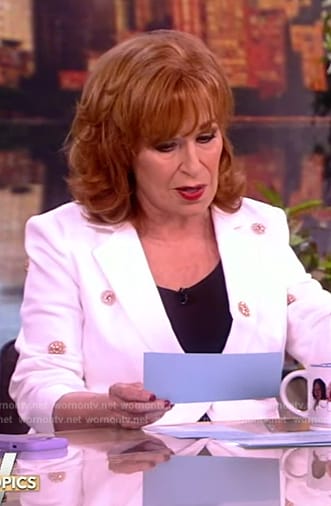 Joy’s white embellished blazer on The View