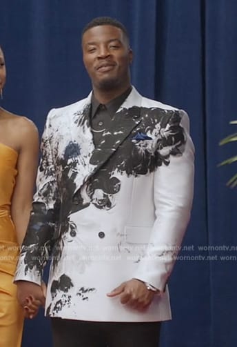 Spencer’s white floral print blazer on All American